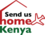'send us home kenya' words embedded inside a house icon in the Kenyan flag colours.